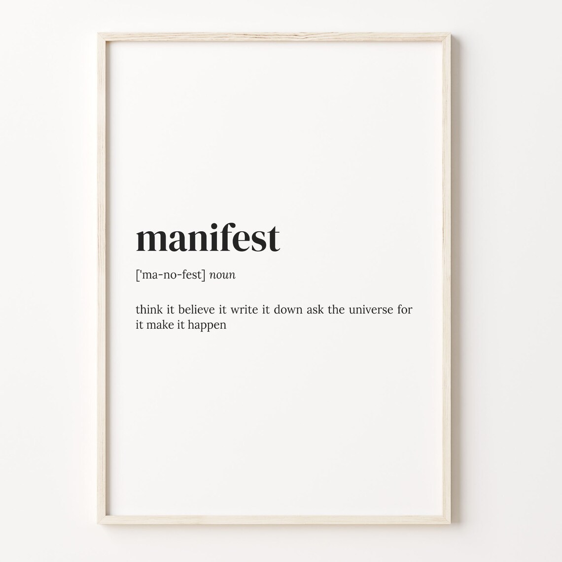 Manifest Definition Quote Art Print, Dictionary Poster