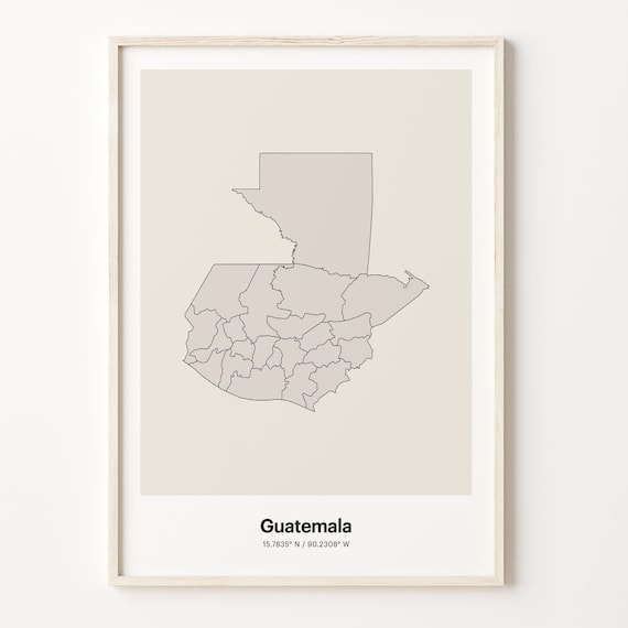 Guatemala Minimalist Country Map With Coordinates Line Art Poster