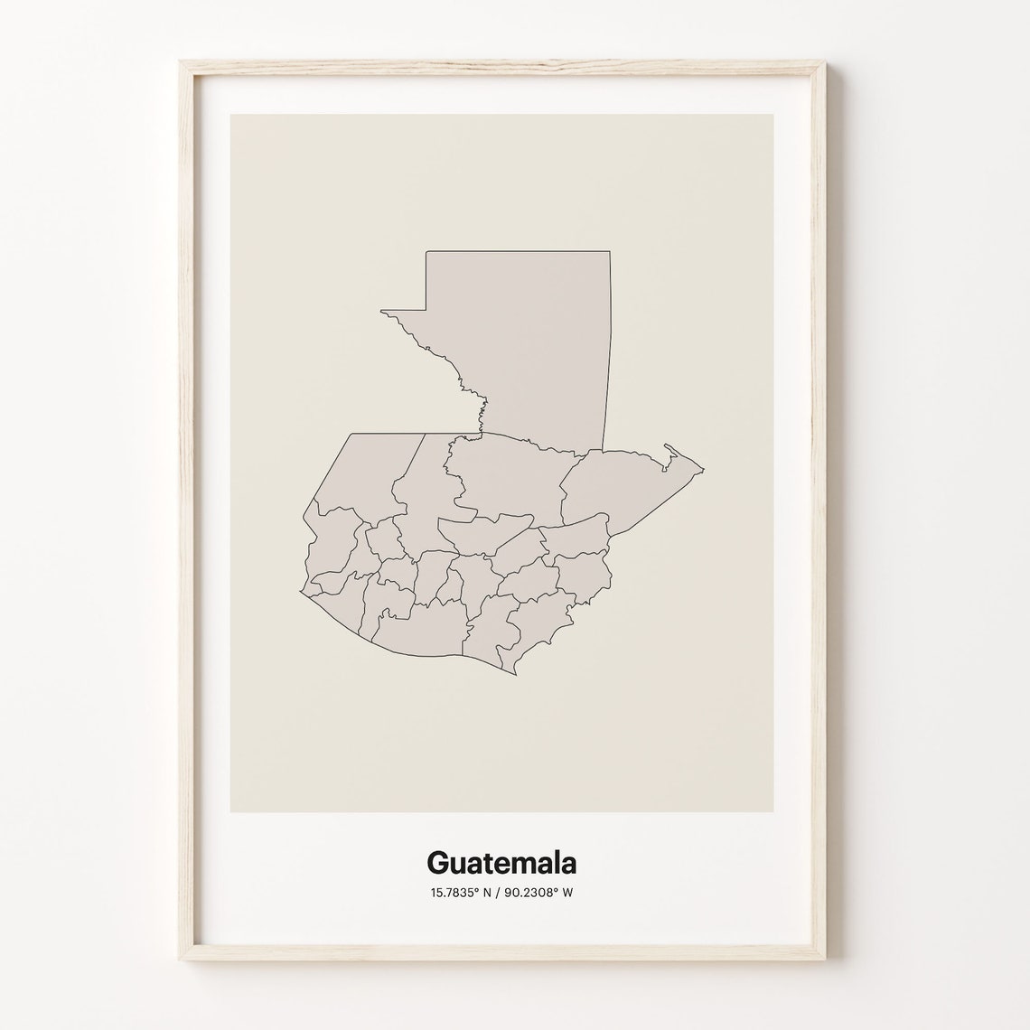 Guatemala Minimalist Country Map With Coordinates Line Art Poster