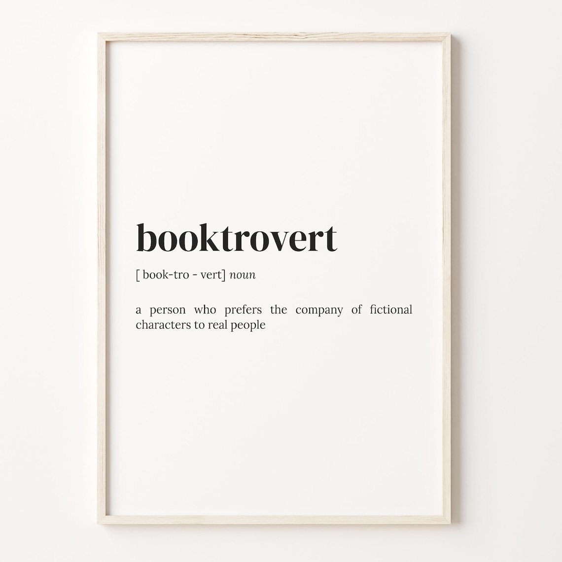 Booktrovert Definition Quote Poster Art Print