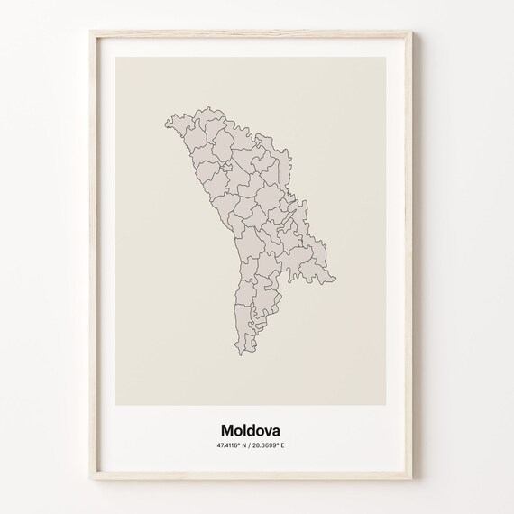 Moldova Minimalist Country Map Line Art Coordinates Wall Poster