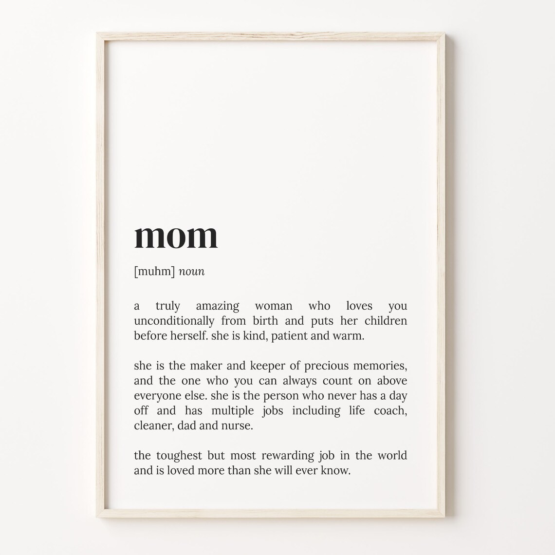 Mom Definition Dictionary Quote Art Print