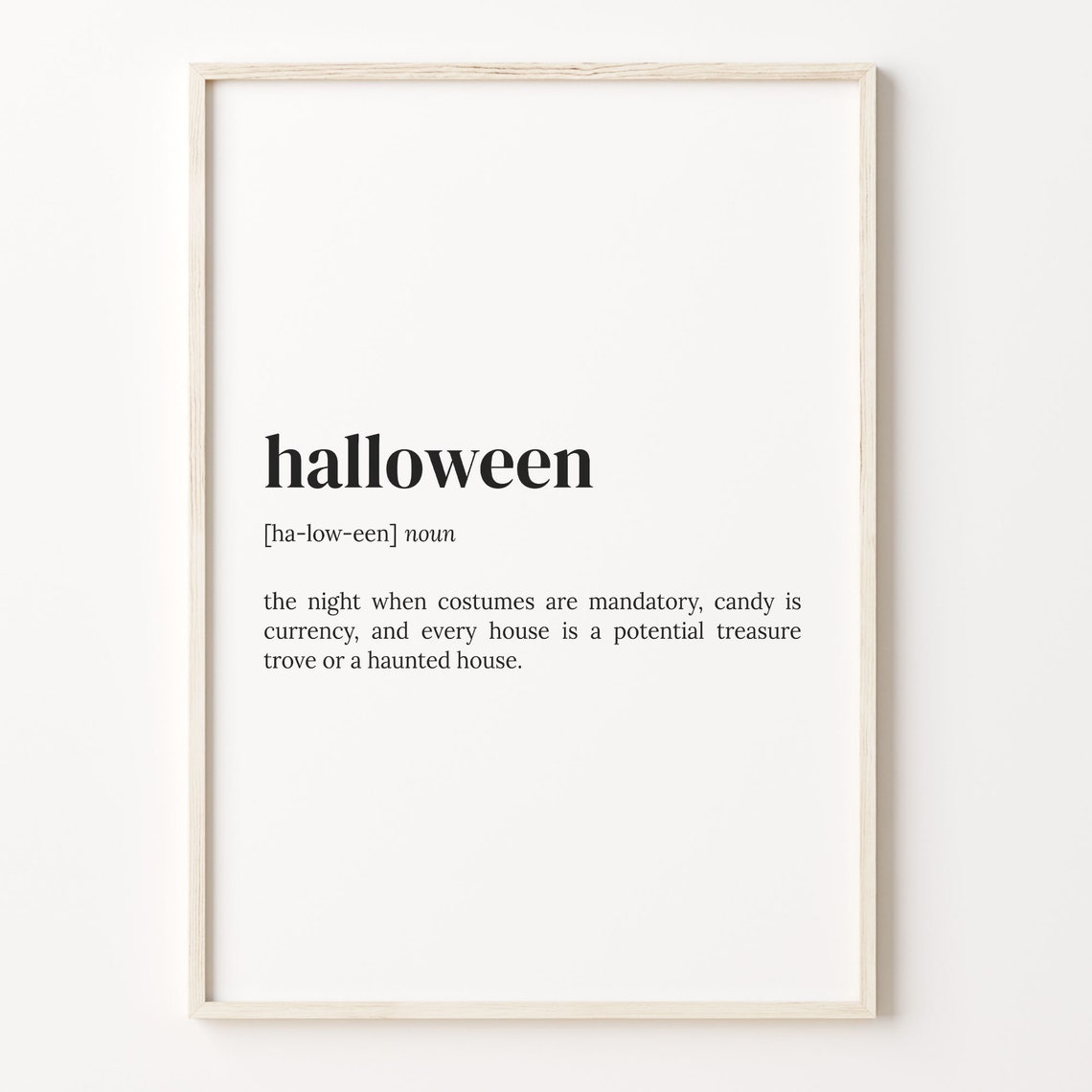 Halloween Dictionary Definition Costume Night Party Decor Poster