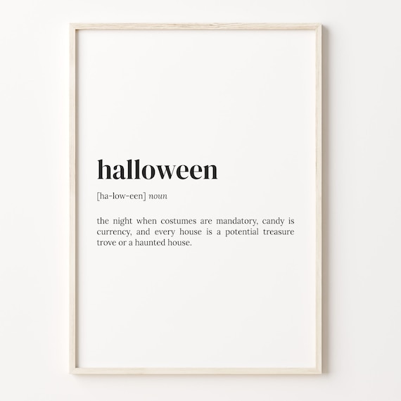 Halloween Dictionary Definition Costume Night Party Decor Poster