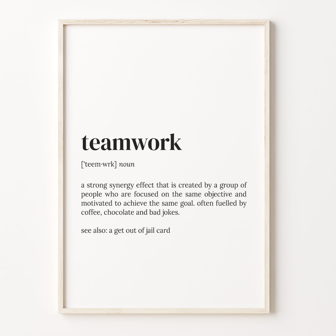 Teamwork Definition Funny Dictionary Print for Office Teams Gift