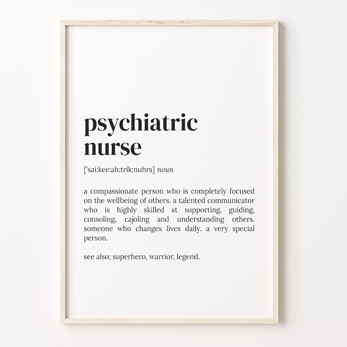 Psychiatric Nurse Definition Quote Art Print