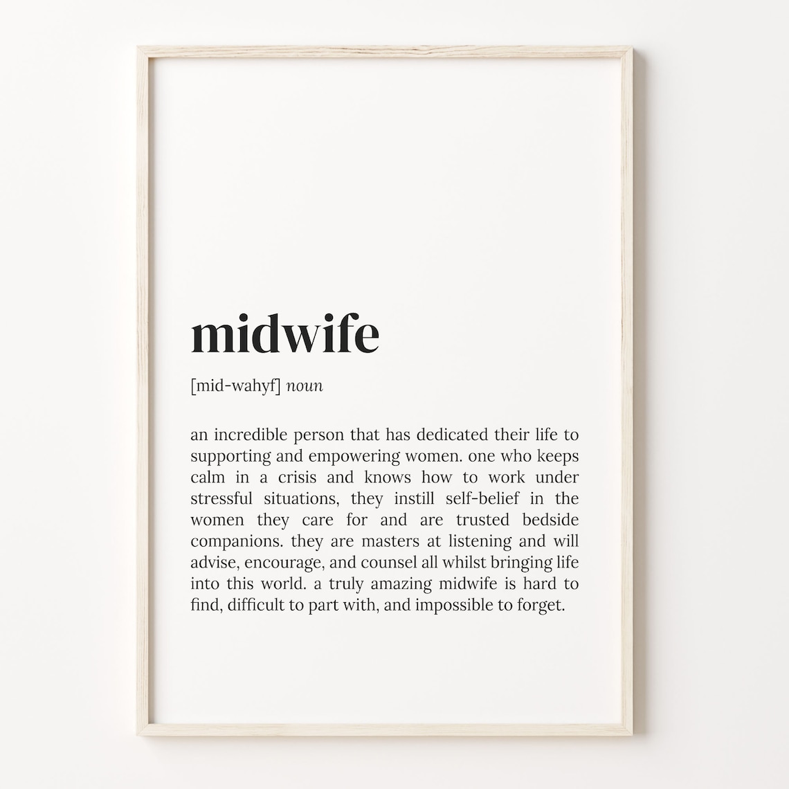 Midwife Definition Typography Quote Art Print