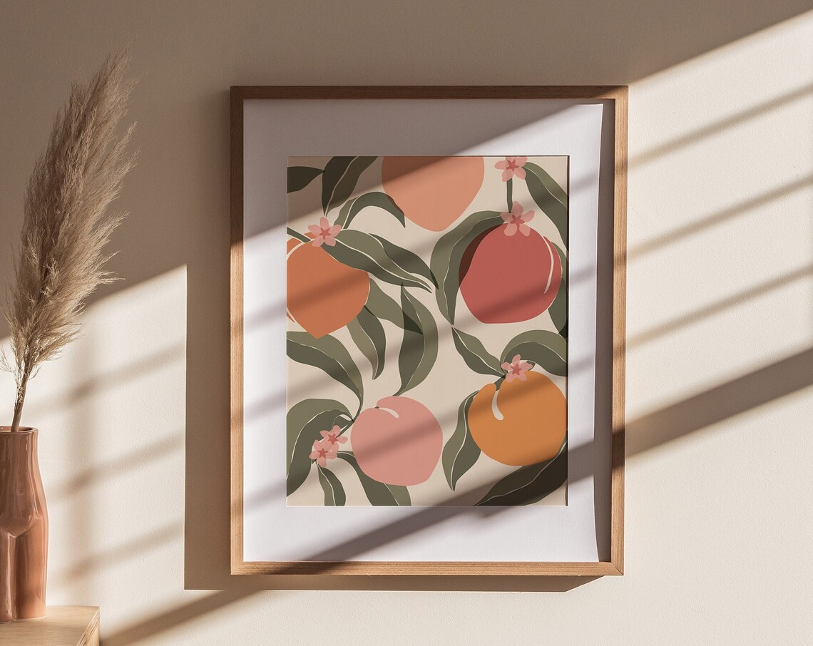 Peaches Print, Boho Botanical Kitchen Art - Image 3