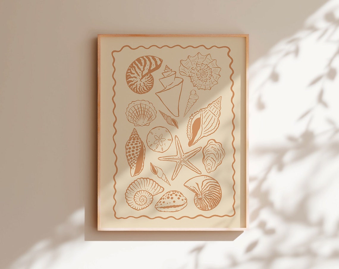 Seashells Line Art Coastal Beach Summer Shells Illustration Poster - Image 3