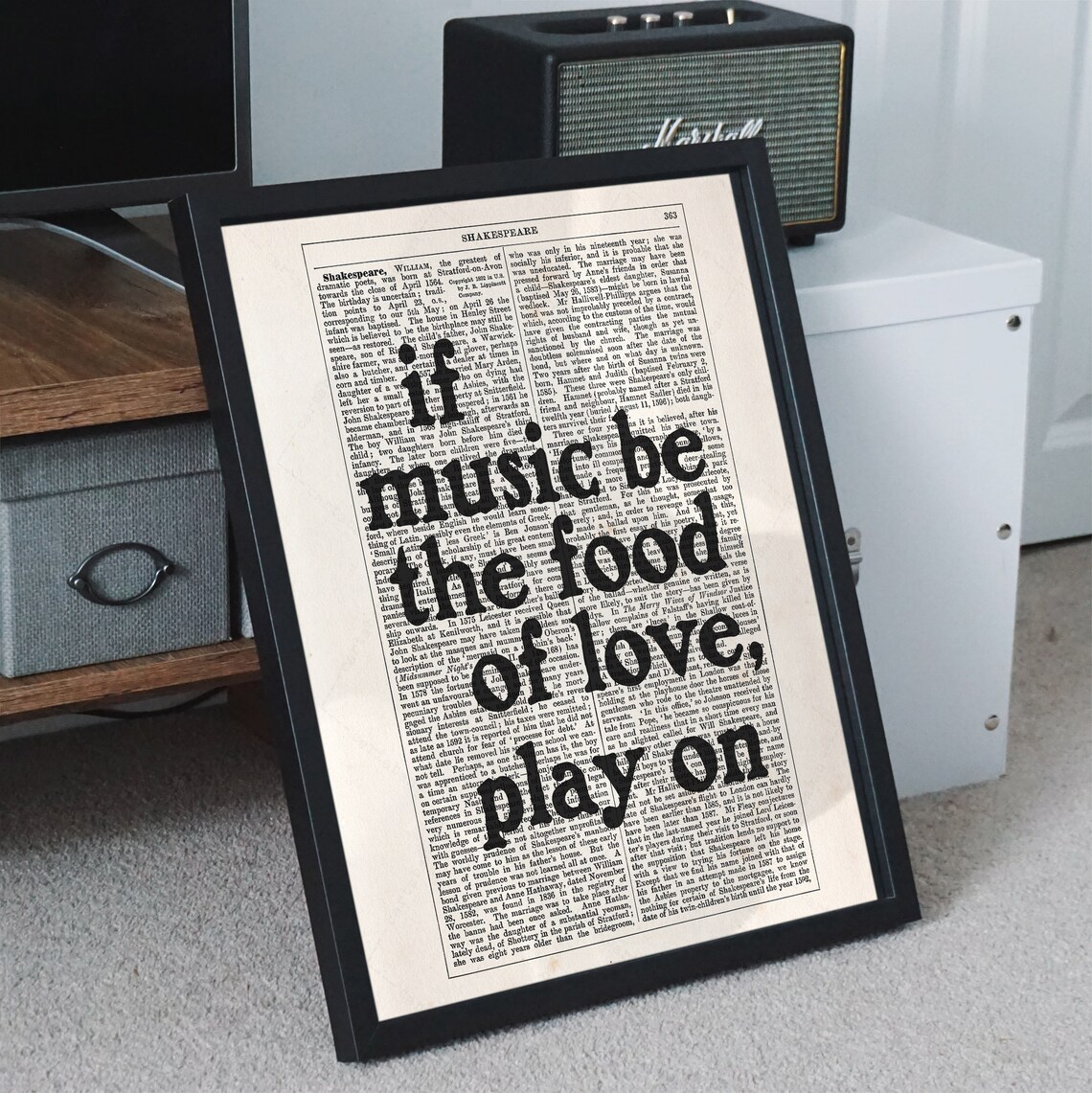 Shakespeare Twelfth Night Quote Art Print, Music Quote - Image 2