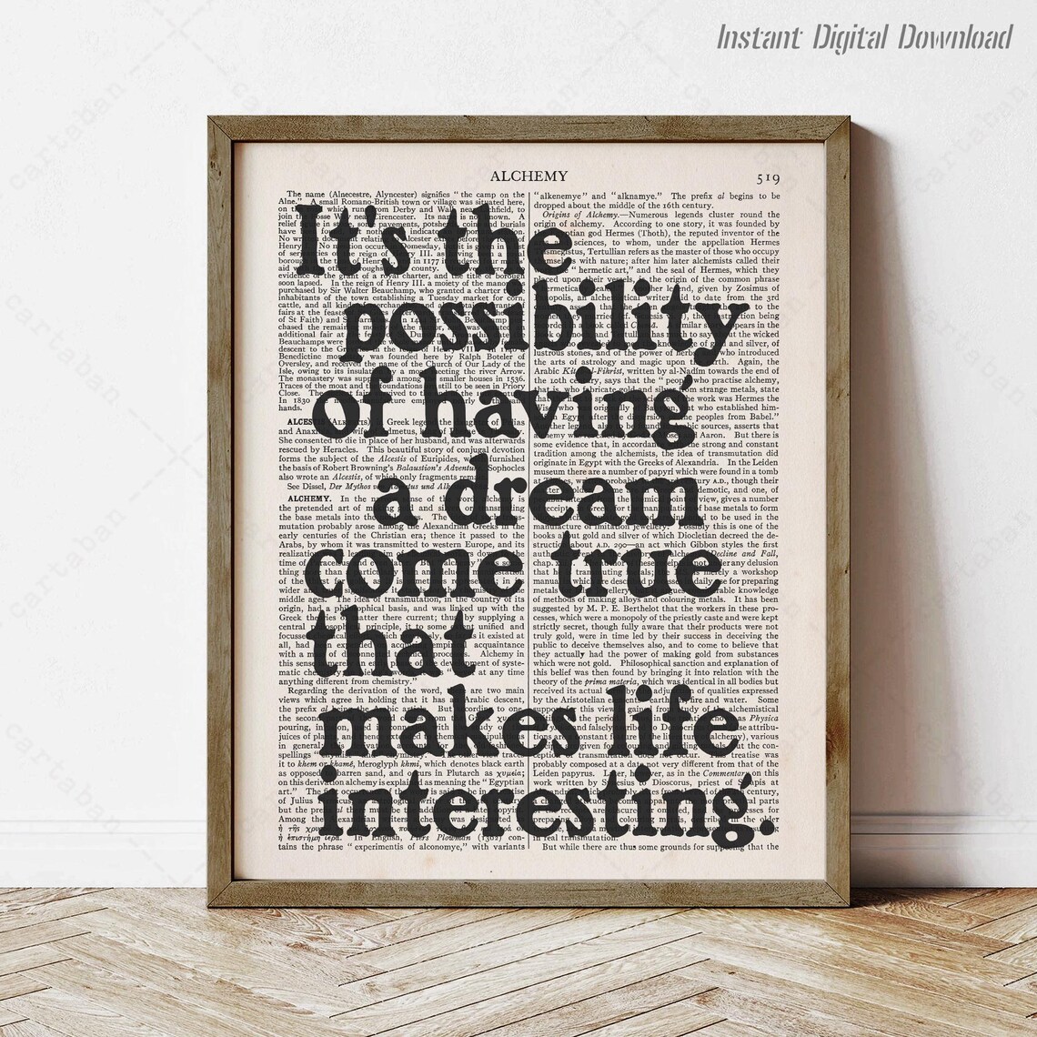 Paulo Coelho Possibility Of A Dream Come True The Alchemist Quote Poster
