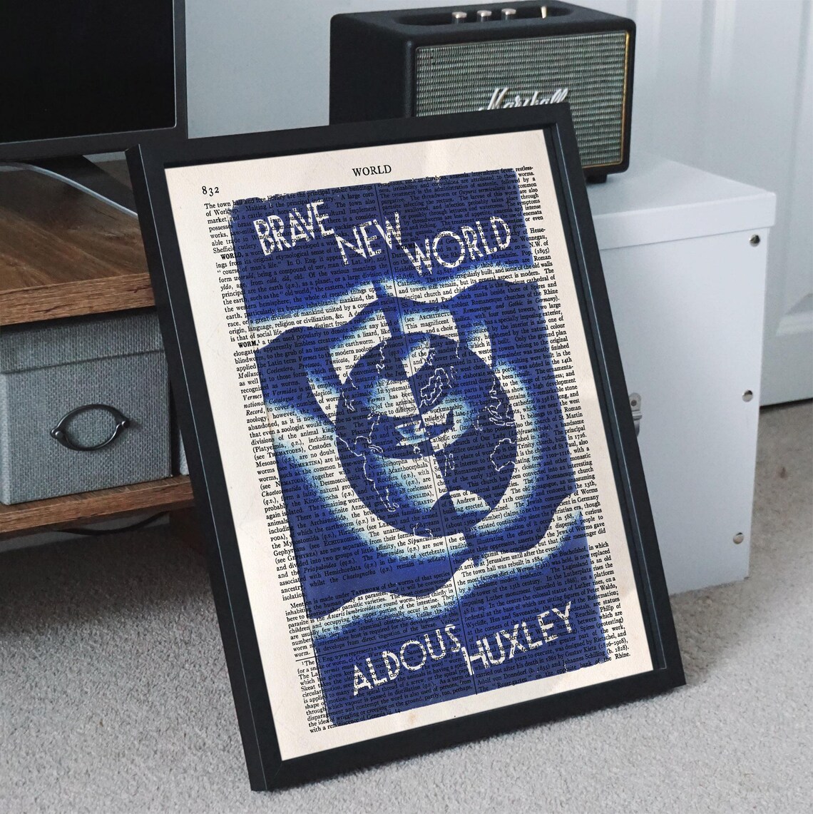 Aldous Huxley Brave New World Blue Portrait Vintage Page Art Print - Image 3