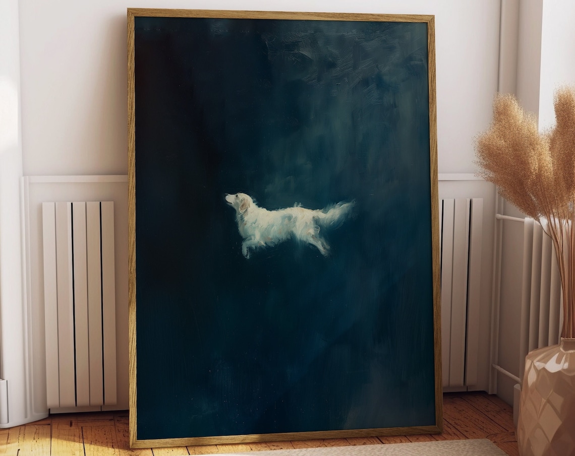 Vintage Golden Retriever Abstract Dog Art Print