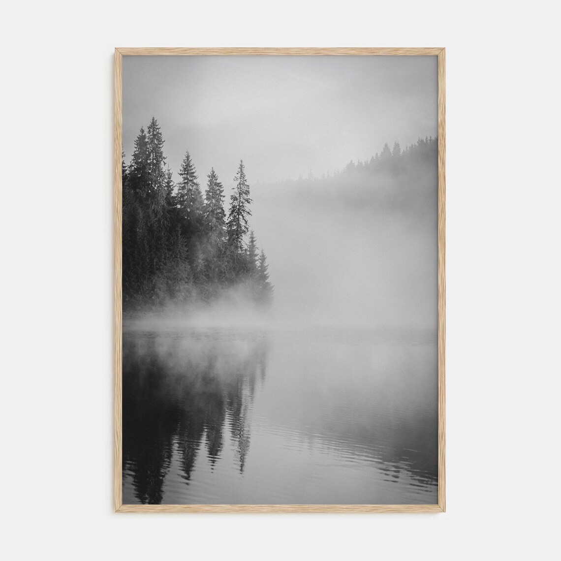 Foggy Forest Black and White Landscape Art Print