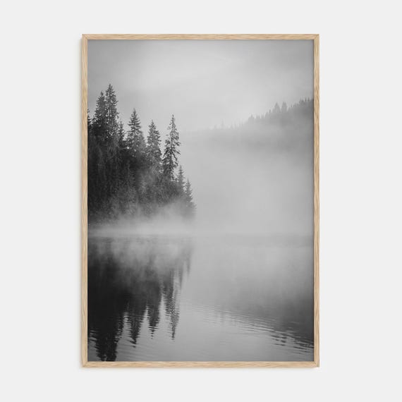 Foggy Forest Black and White Landscape Art Print