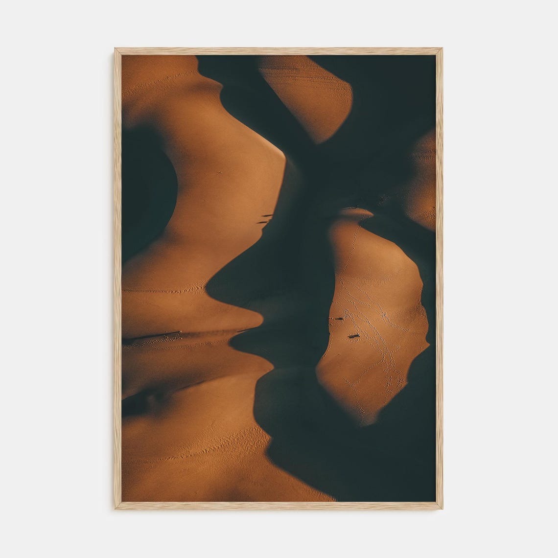 Aerial Desert Sand Dunes With Light and Shadow Ridges Poster