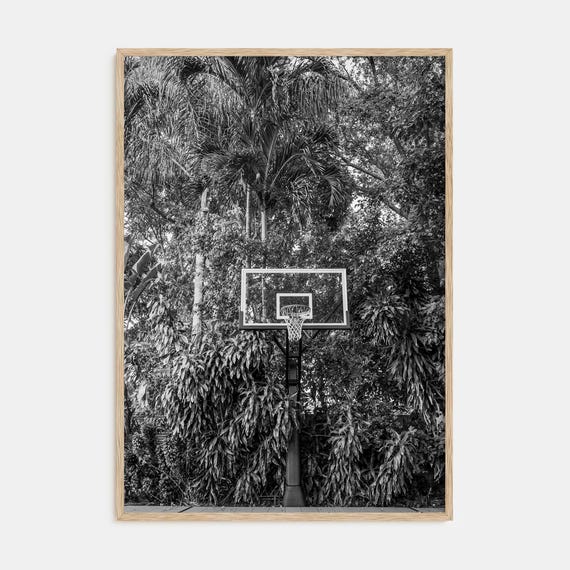 Fine Art Basketball Court Print Black White Photography Poster For Home Decor Wall Art Sports Enthusiast Gift