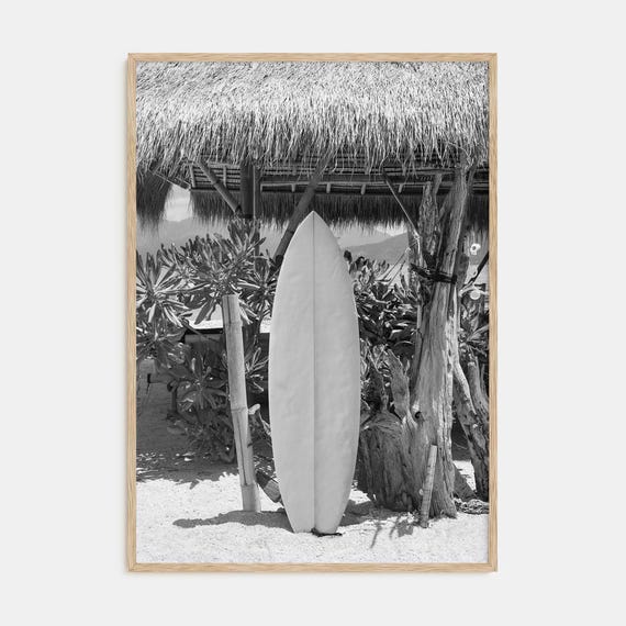 Fine Art Surfboard Print Black White Photography Poster For Beach Decor Minimalist Art Ocean Lover Gift