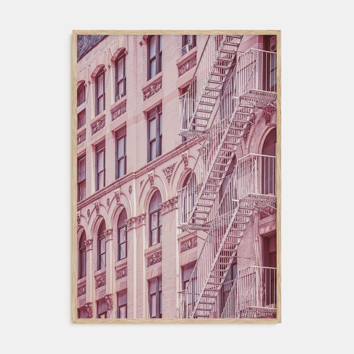Blush Pink Fire Escape Historic Facade Urban Photography Poster