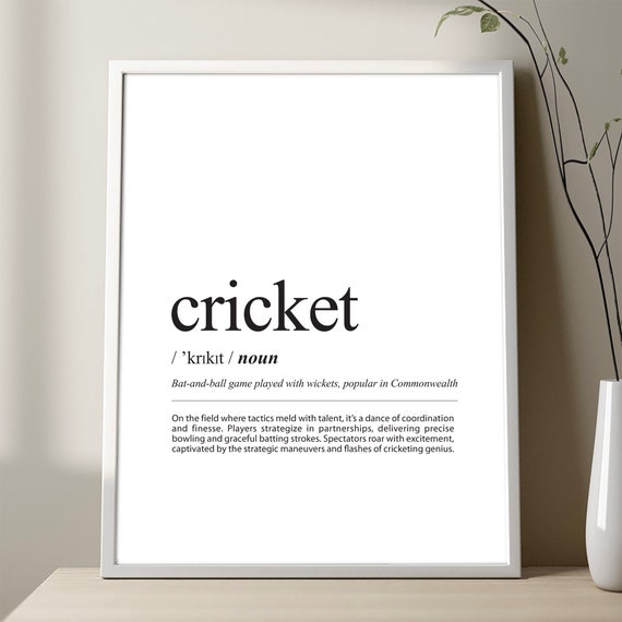 Cricket Definition Print Minimalist Poster Sport Art Room Decor Wall