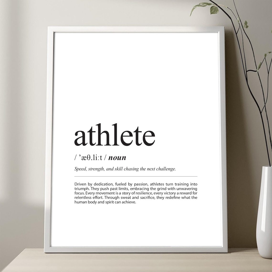 Athlete Definition Motivational Typography Art Print