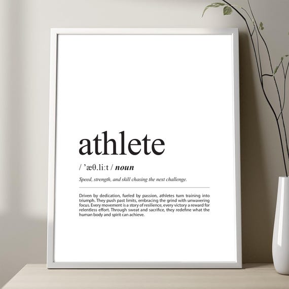 Athlete Definition Motivational Typography Art Print