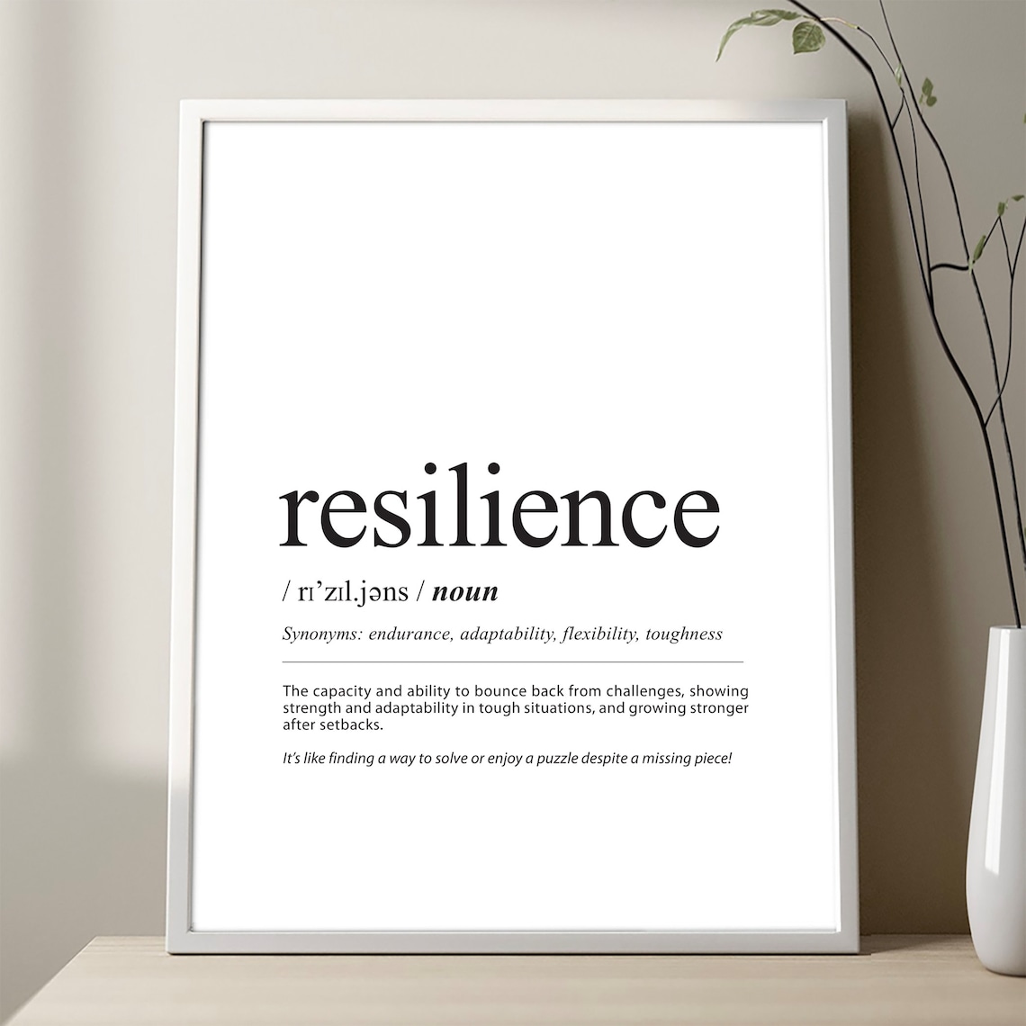 Resilience Definition Minimalist Dictionary Style Inspiration Gift Poster