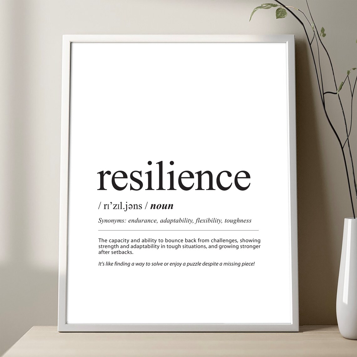 Resilience Definition Poster Print Minimalist Wall Art Decor