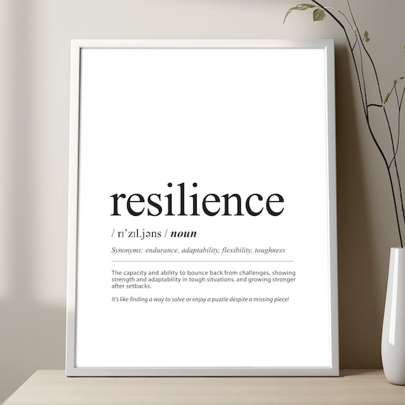 Resilience Definition Poster Print Minimalist Wall Art Decor