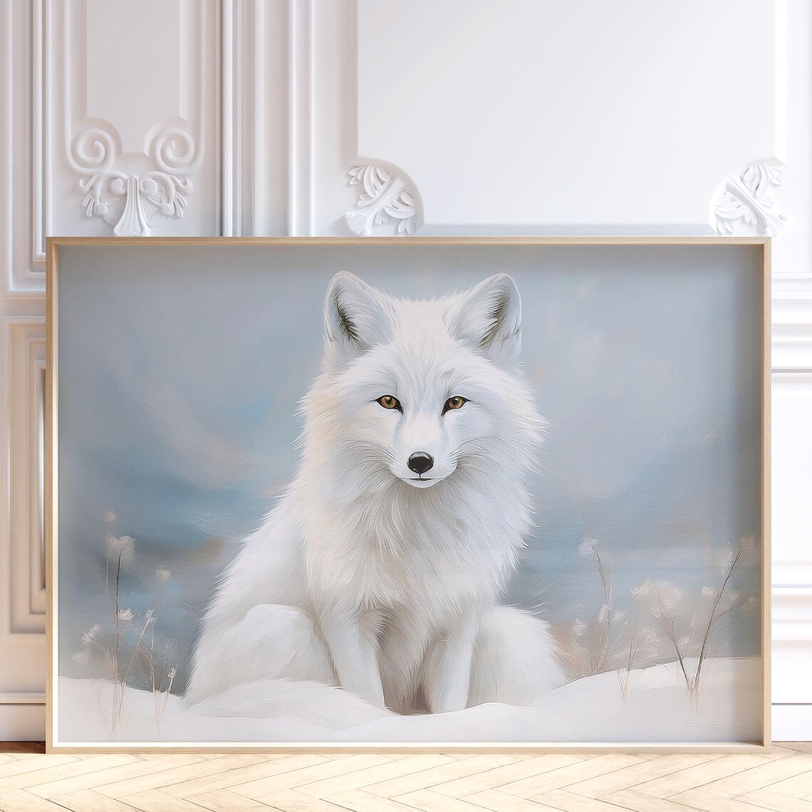 Arctic Fox Snow Wildlife Portrait Winter White Animal Art Poster