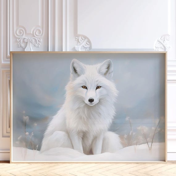 Arctic Fox Snow Wildlife Portrait Winter White Animal Art Poster