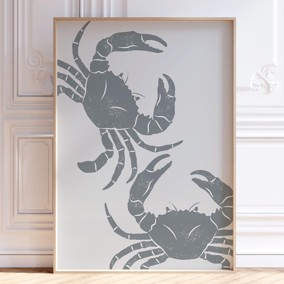 Crab Wall Art Print Coastal Decor Beachy Poster Minimalist Fisherman