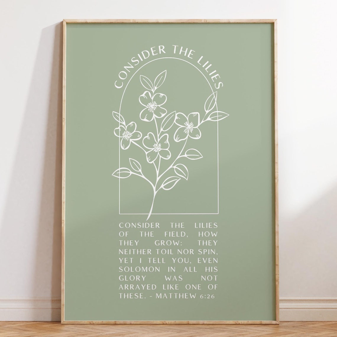 Consider The Lilies Christian Wall Art Scripture Wall Art Gift Dorm Room Essentials Wall Art Trendy Apartment Housewarming Gift