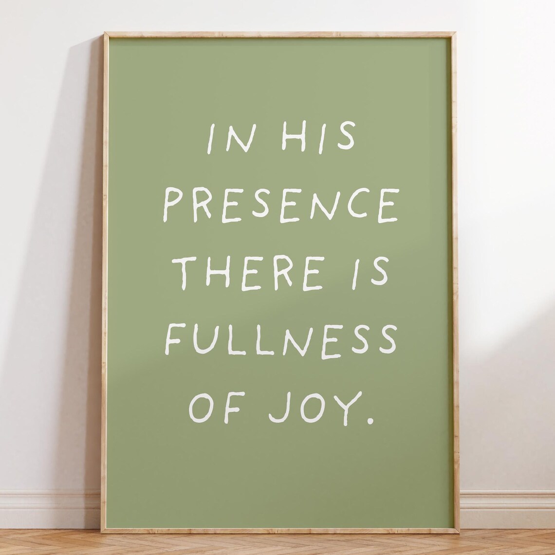 In His Presence There Is Fullness Of Joy Sage Green Scripture Poster