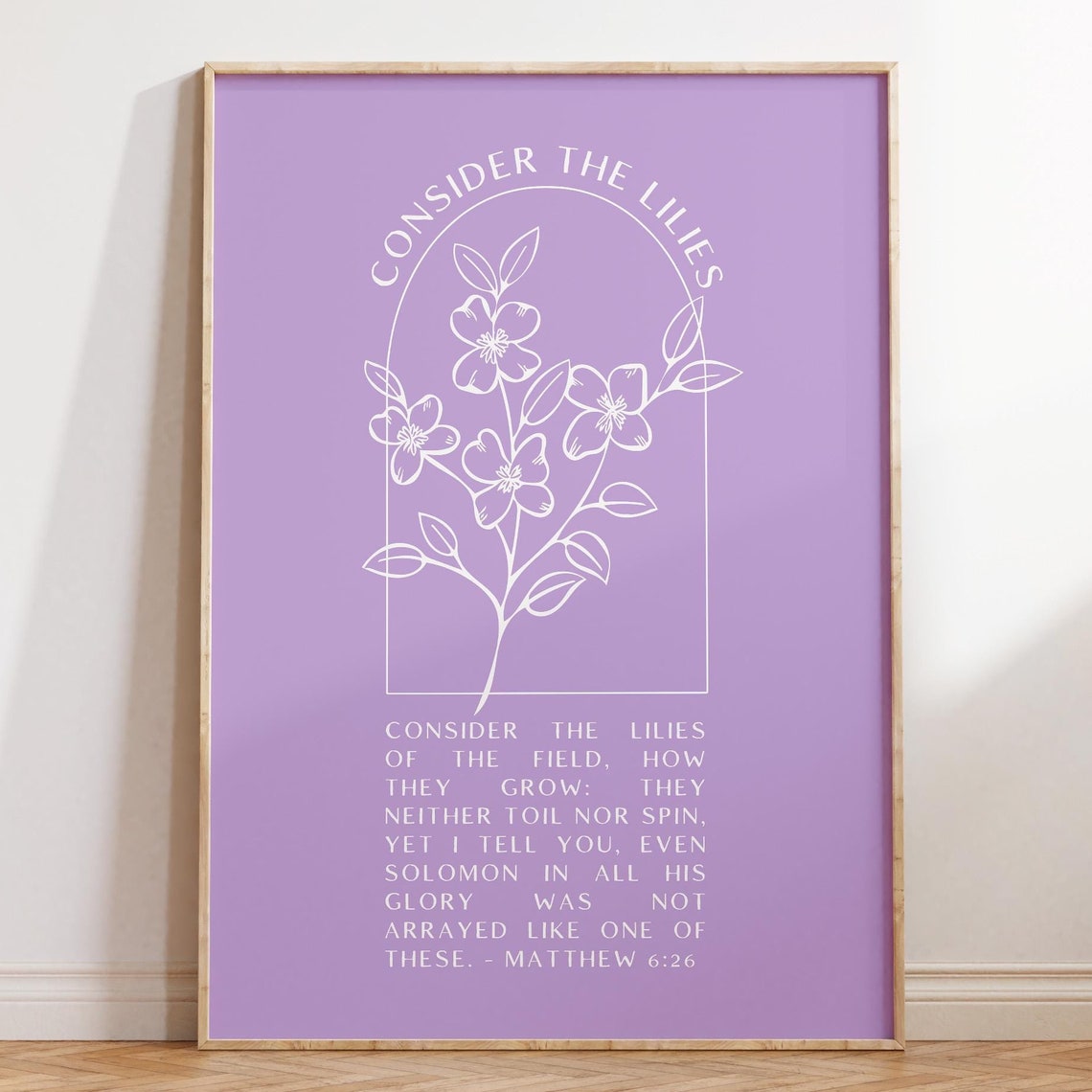 Consider The Lilies Christian Wall Art Scripture Wall Art Gift Dorm Room Essentials Wall Art Trendy Apartment Housewarming Gift