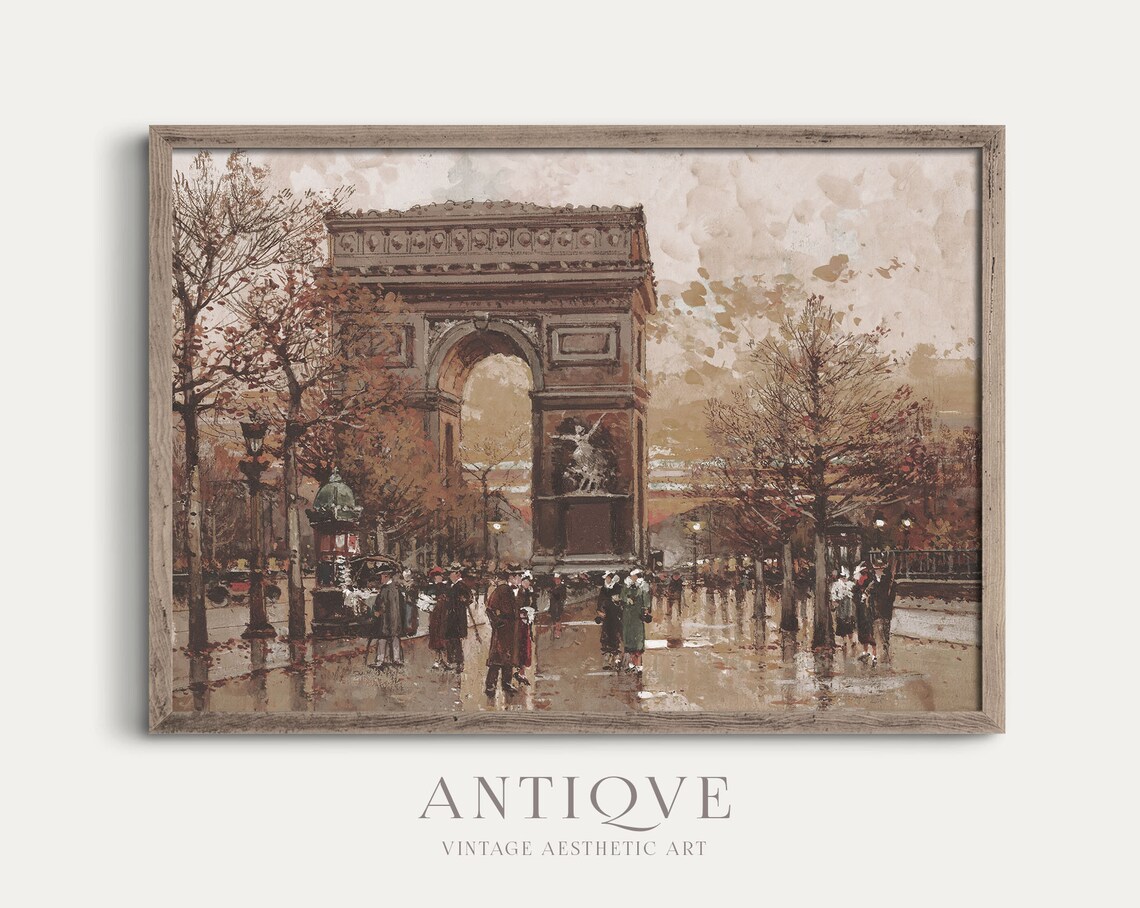 Arc De Triomphe Autumn Paris Vintage Travel Poster