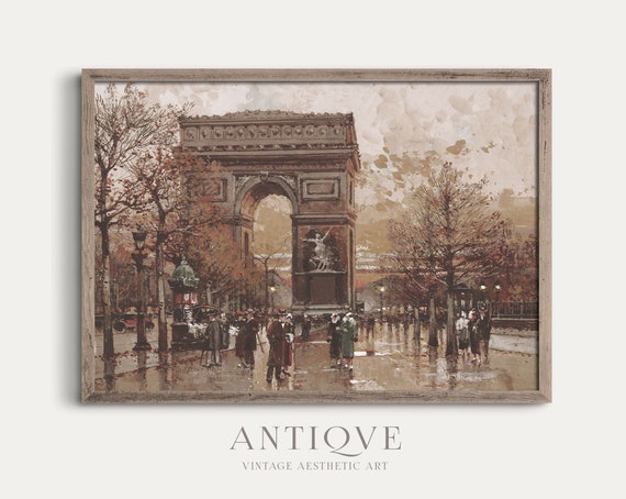 Arc De Triomphe Autumn Paris Vintage Travel Poster