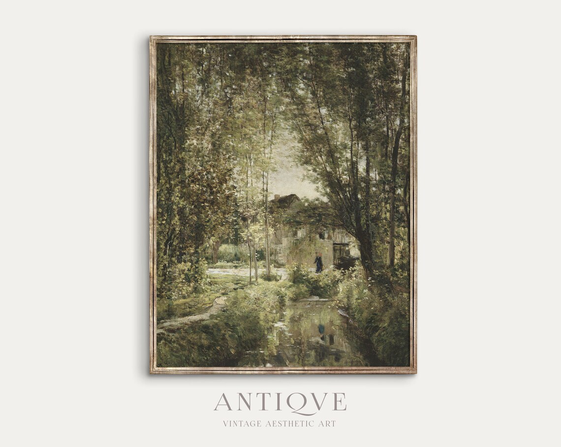Vintage French Country Willow On Water Art Print