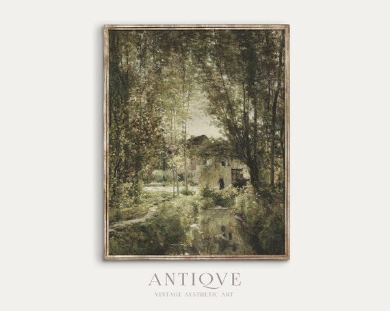 Vintage French Country Willow On Water Art Print