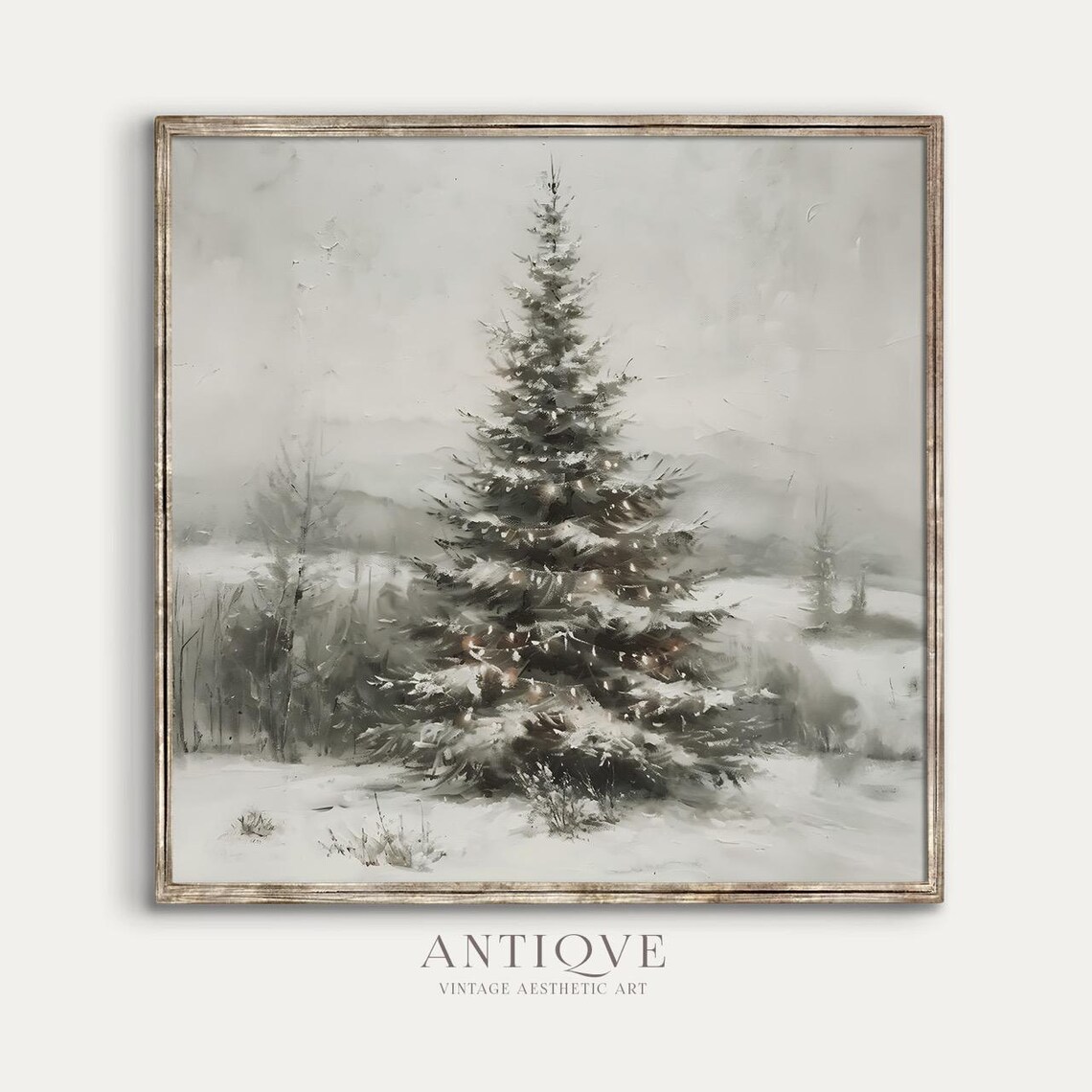 Square Fir Tree Painting Print, Christmas Farmhouse Decor - Image 4