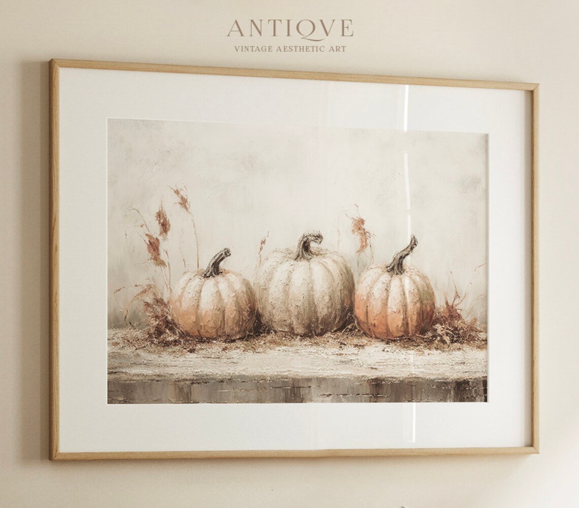 Rustic Pumpkin Light Fall Painting, Farmhouse Art Print - Image 4