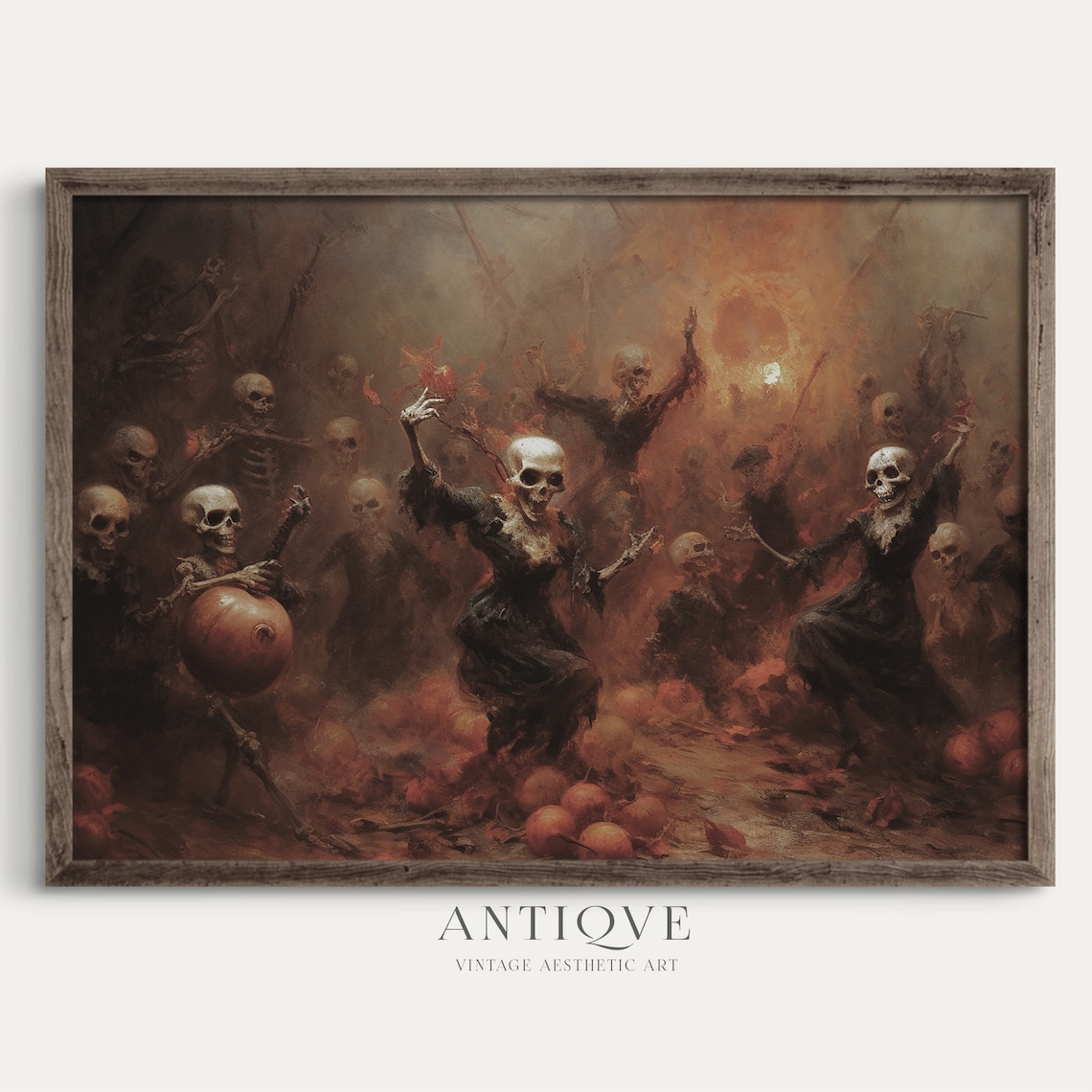 Skeletons Having A Great Party Halloween Art Print - Image 3
