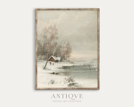 Cottage In The Snow Country Winter Lodge Art Print