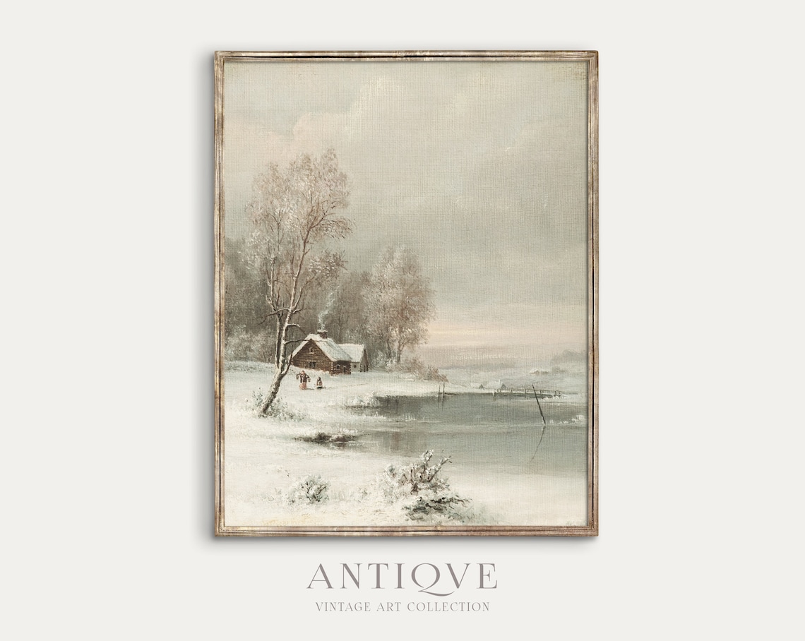 Cottage In The Snow Country Winter Lodge Art Print