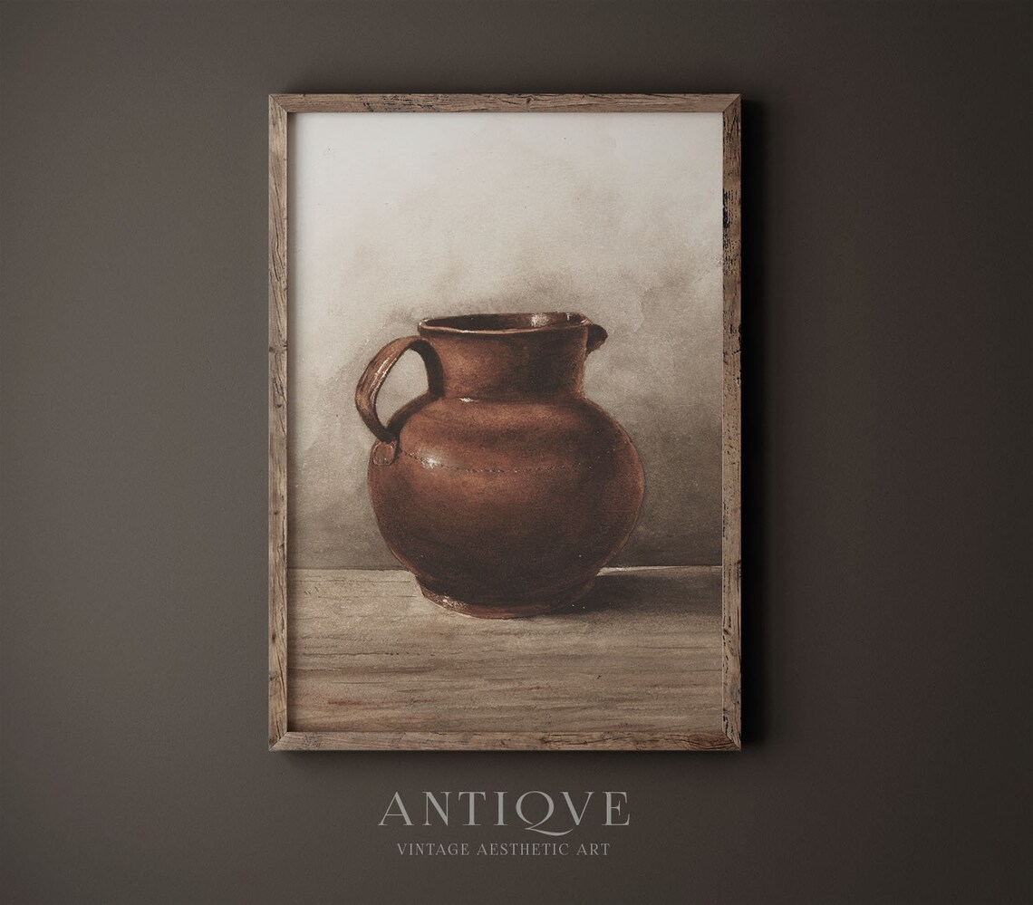 Vintage Rustic Jug Still Life, Kitchen Decor Art Print - Image 2