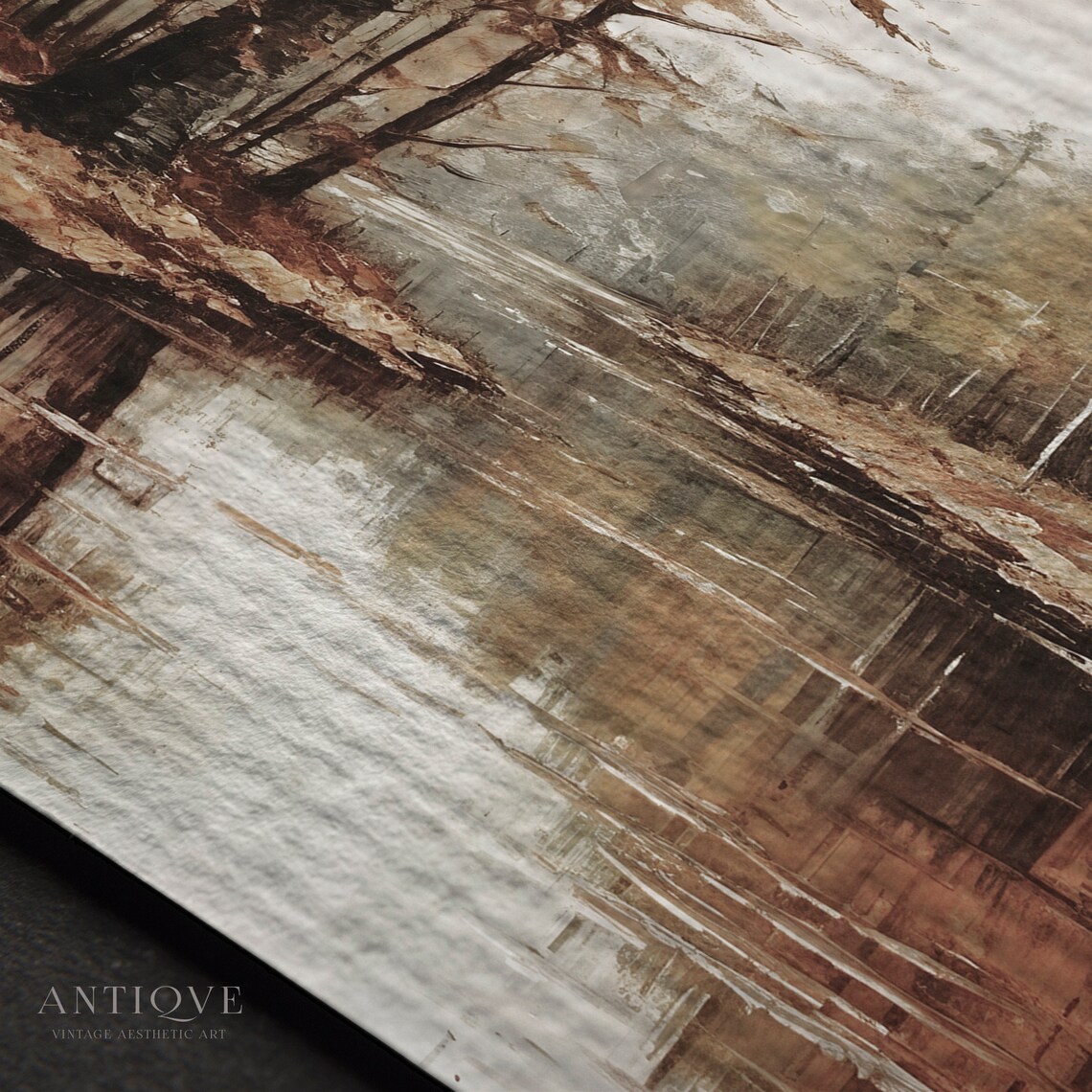 Autumn Lake Fall Woodland Rustic Neutral Art Print - Image 3