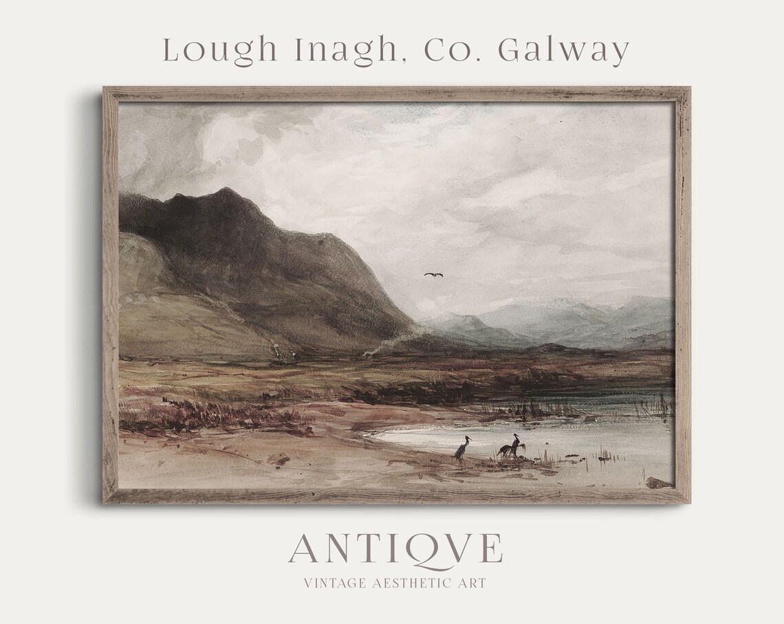 Lough Inagh Co Galway Irish Landscape, Vintage Art Print