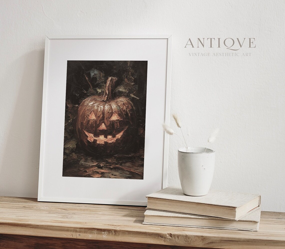 Spooky Pumpkin Halloween Art Print, Jack O' Lantern - Image 2