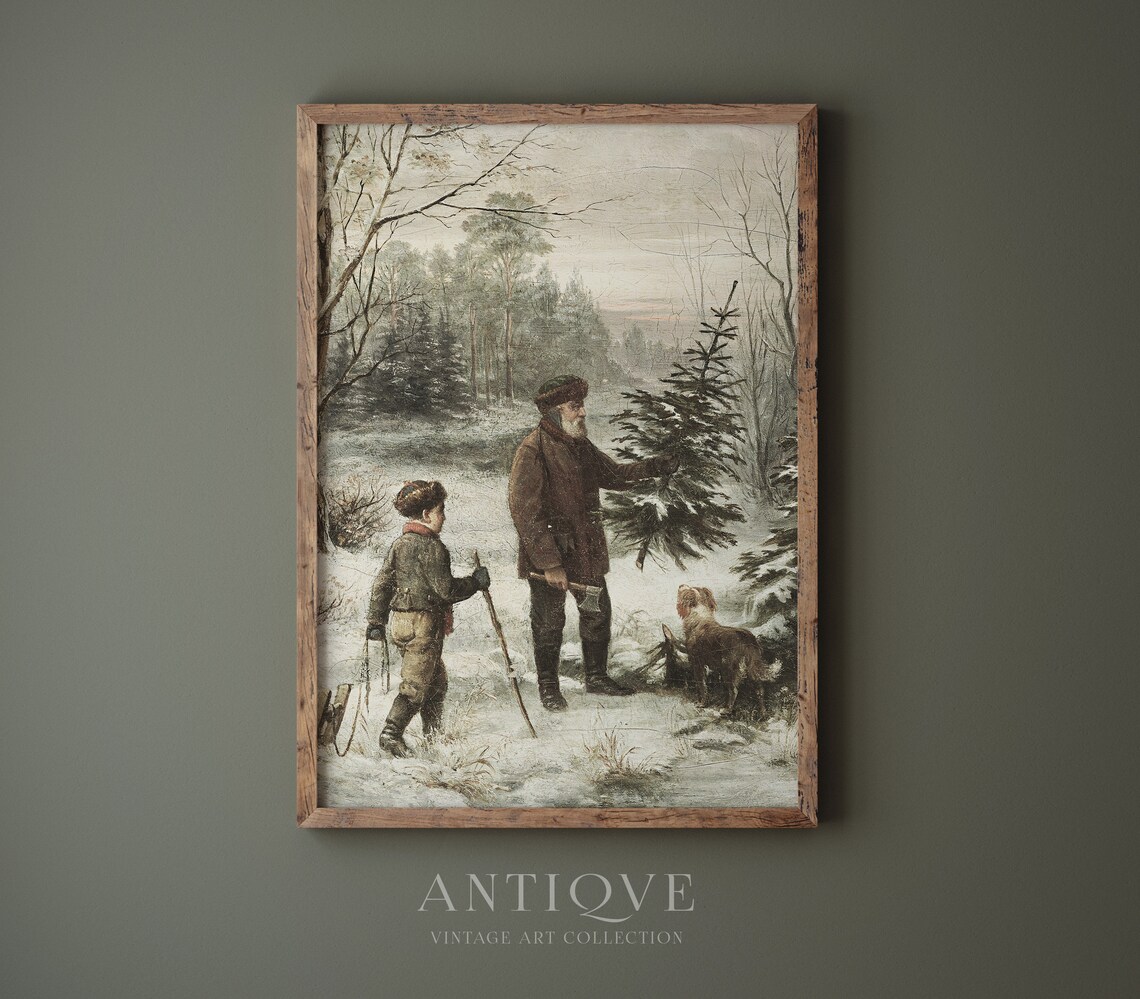 Vintage Christmas Family Art Print, Winter Home Decor - Image 4