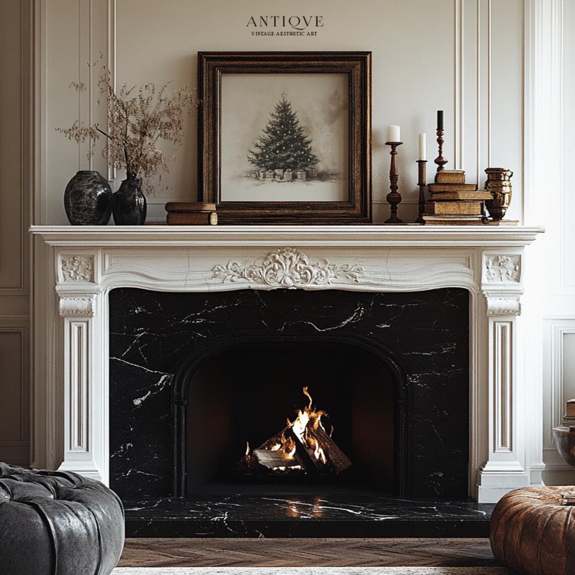 Neutral Christmas Tree With Gifts, Rustic Holiday Decor - Image 2